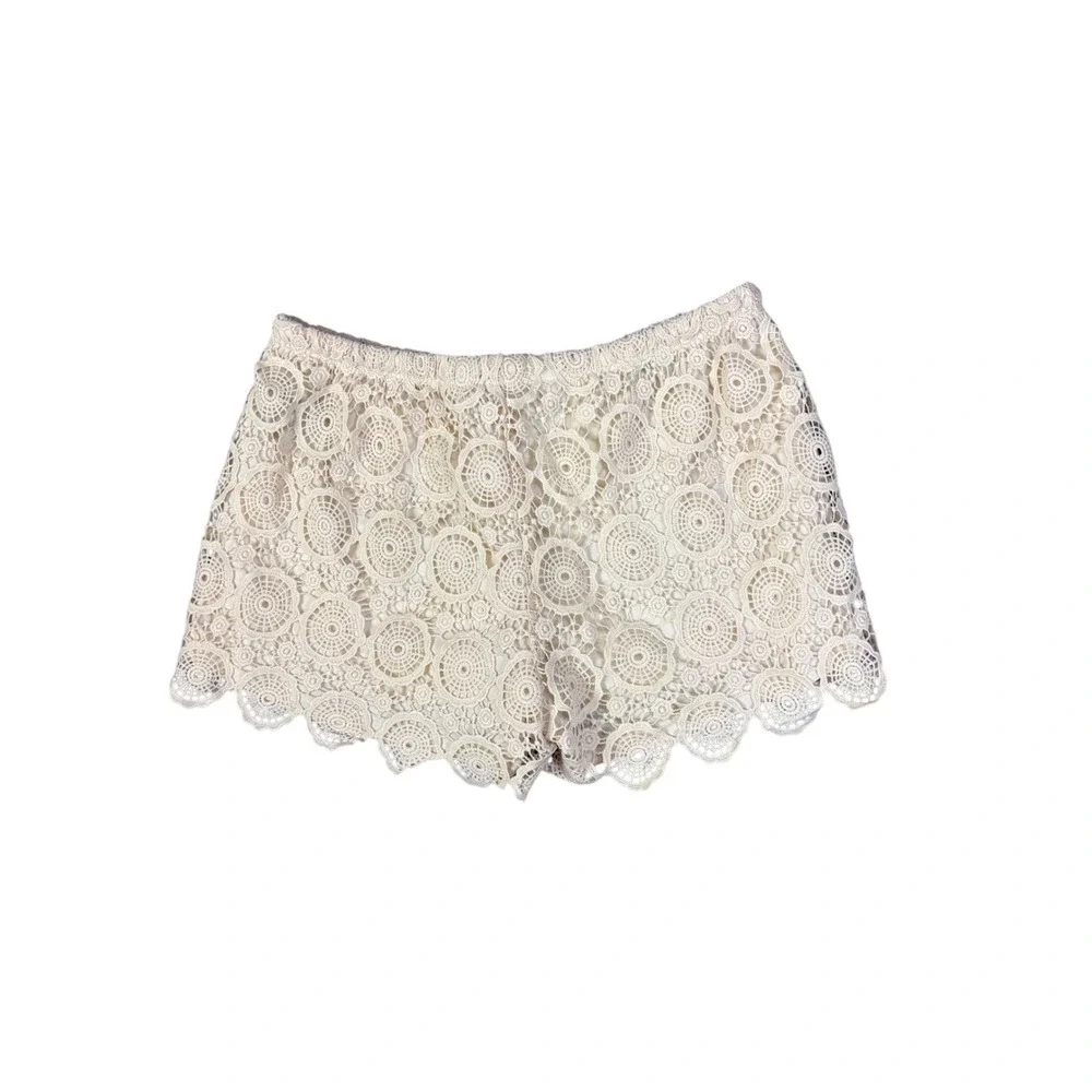 Cottagecore Crochet Lace Doily Shorts Women Size Medium‎ Boho Stretchy Y2K